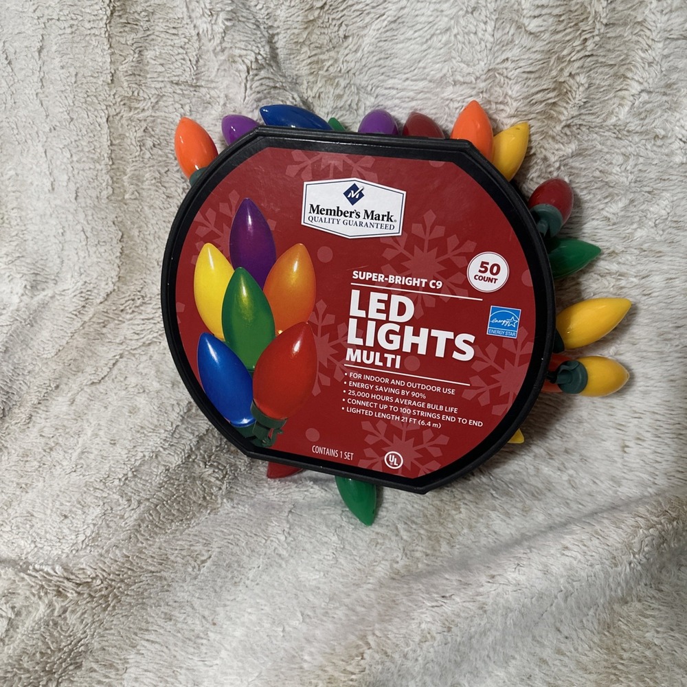Member's Mark Multicolor C9 LED Indoor/Outdoor Lights - 50 Count, 21 ft